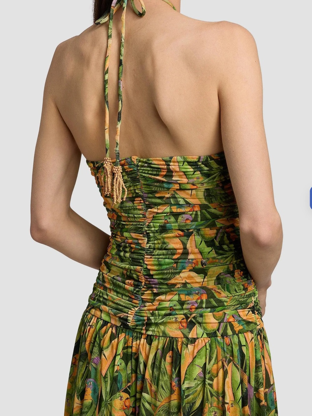 FARM Rio Green Tropical Halter-Style Maxi Dress with Yellow Accents - Picture 6 of 7